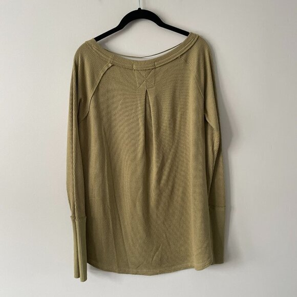 Free People Snowy Thermal Boat Neck Casual Long Sleeve T-Shirt Sunstone Tan XS - Picture 3 of 9